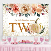 Herbst Wenig Kürbis Ist Drehen Zwei Geburtstag Hintergrund